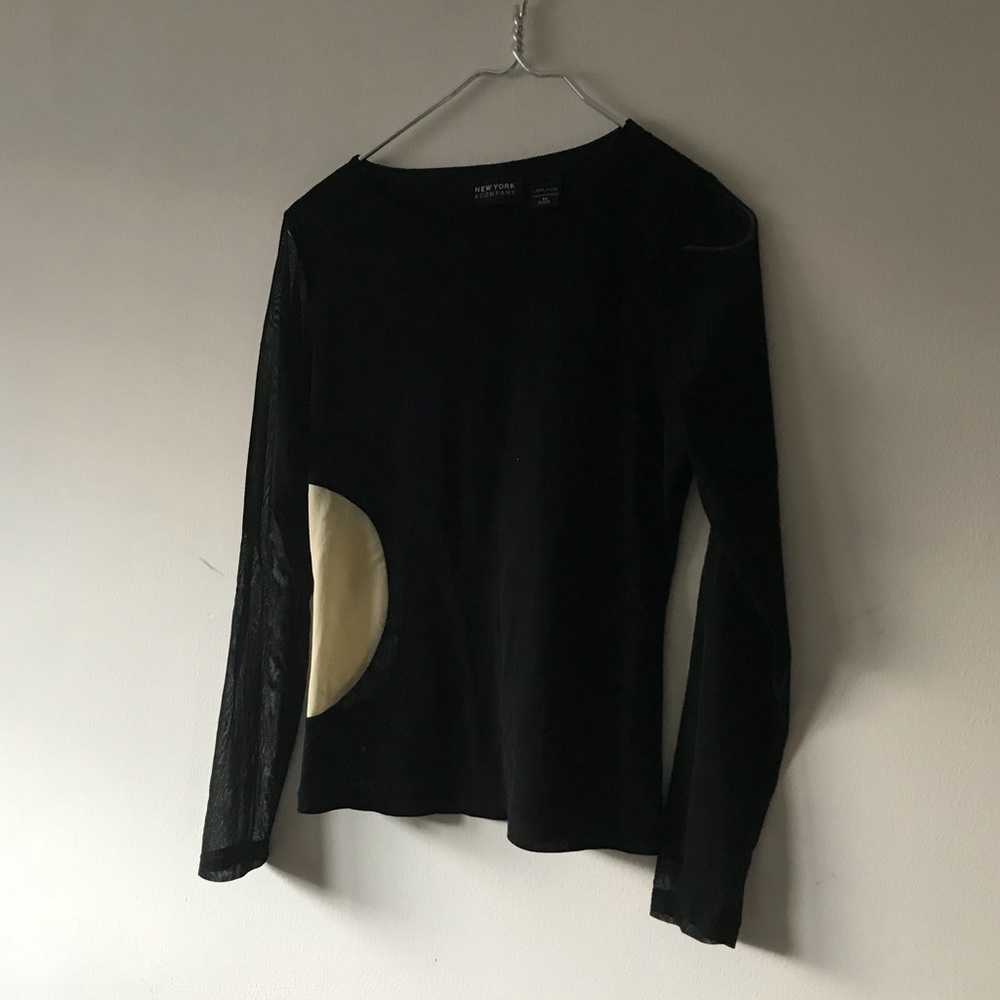 90’s mesh long sleeve asymmetrical circle top